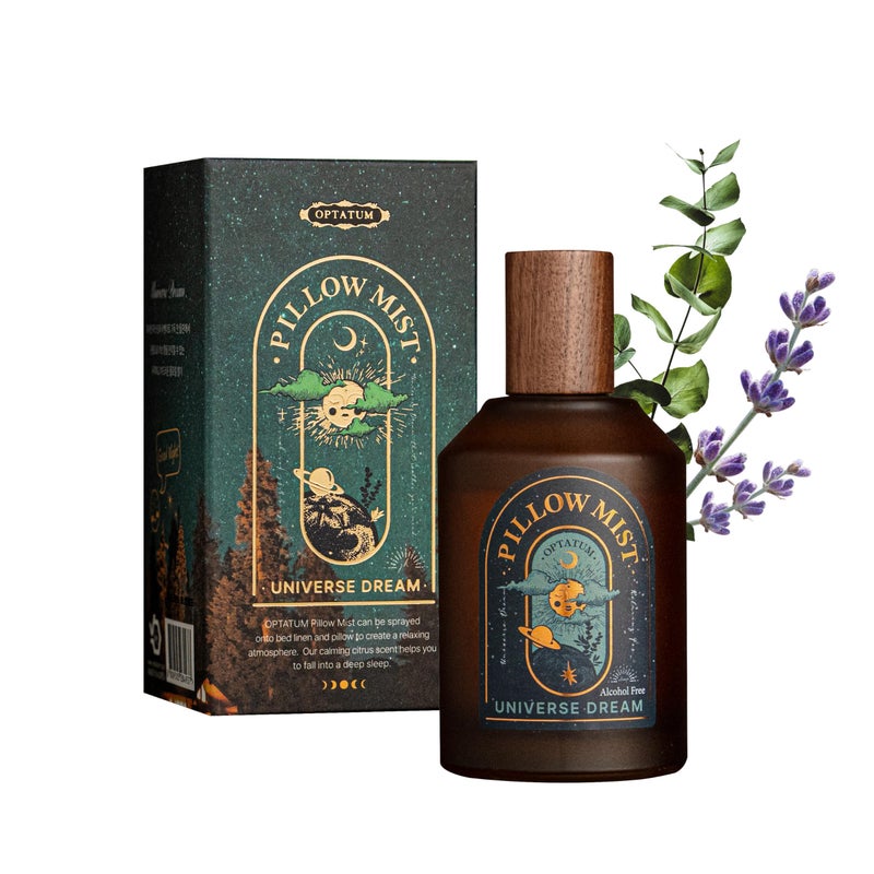 OPTATUM Pillow Mist Aromatherapy Pillow Spray for Sheets Linen Bedding Natural Essential Oils for Stress Relief Gift for Someone Who Wants to Sleep Well Universe Dream